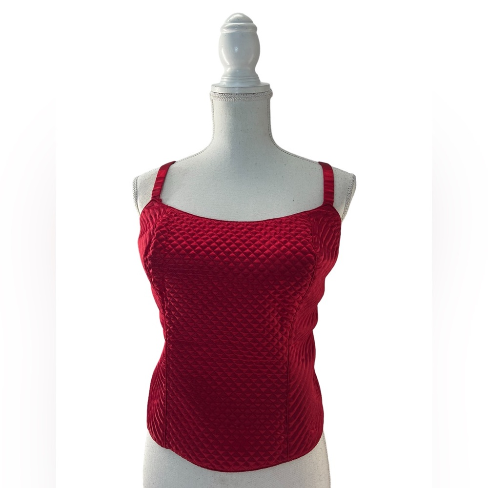 Cacique Quilted Red Satin Corset Style Top